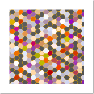 Colorful Orange, Purple, Grey, Yellow, Blue Mosaic Posters and Art